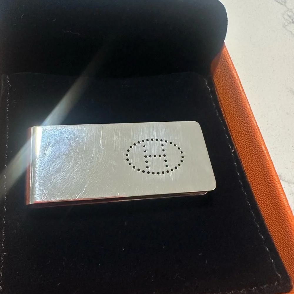 Hermes Sterling Silver Men's H Logo Money Clip